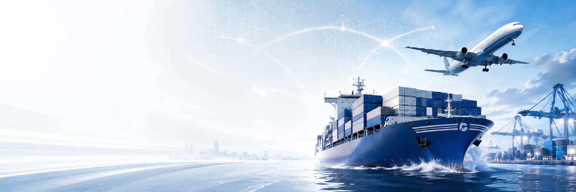 Container ship and cargo plane connecting China with global markets
